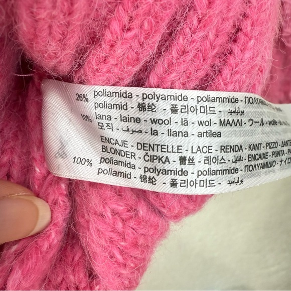 Zara Pink Knit Ruffle Sweater Size M - Picture 9 of 9